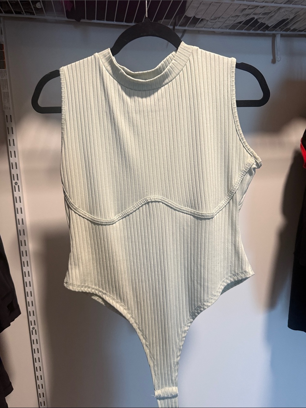 PrettyLittleThing Sleeveless Ribbed One-Piece Bodysuit in Light Mint